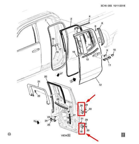 2019-23 Chevrolet Silverado 1500 RR LH Door Hinge Low & Up 23396435 2339643 - Alshned Auto Parts