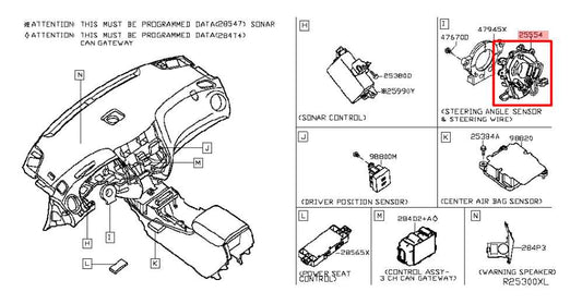 13-20 Nissan Pathfinder SV 3.5L AWD Steering Wheel Clock Spring 25554-3JA1A OEM - Alshned Auto Parts