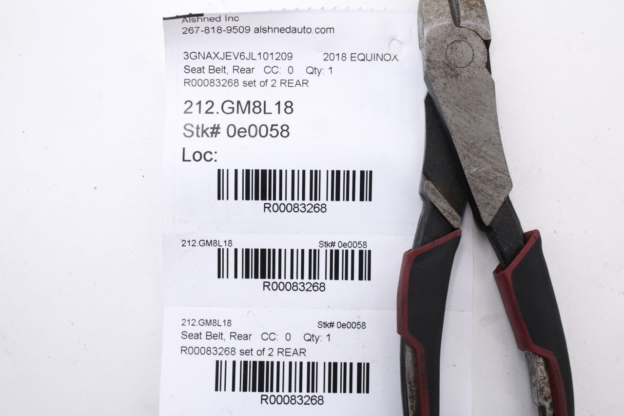 18-20 Chevrolet Equinox LT 1.5L FWD Rear Right Side 2nd Row Seat Belt Buckle Set - Alshned Auto Parts