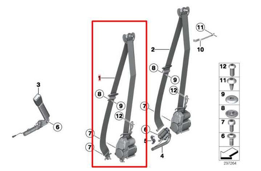 13-15 BMW 750i xDrive Front Driver Left Side Seat Belt Retractor 72117382387 OEM - Alshned Auto Parts