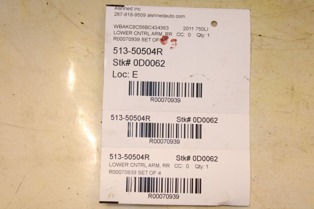 10-15 BMW 750Li xDrive AWD Rear Right Suspension Upper and Lower Control Arm Set - Alshned Auto Parts
