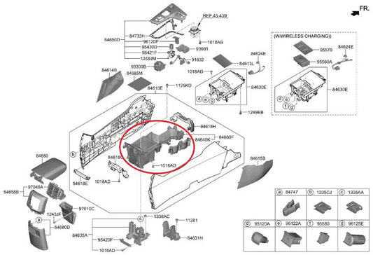 23-25 Kia Sportage Hybrid EX Front Center Console Storage Tray w/ Cup Holder - Alshned Auto Parts