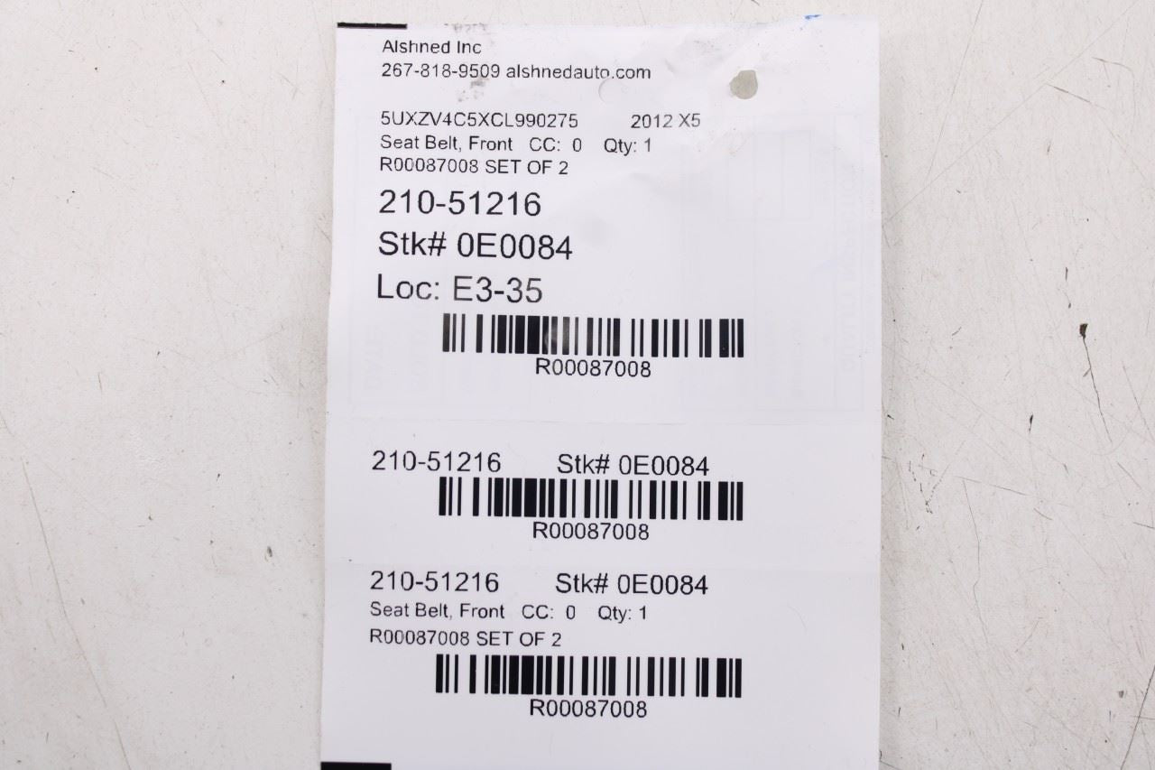 2007-13 BMW X5 xDrive35i 3.0L Front Right and Left Side Seat Belt Retractor Set - Alshned Auto Parts
