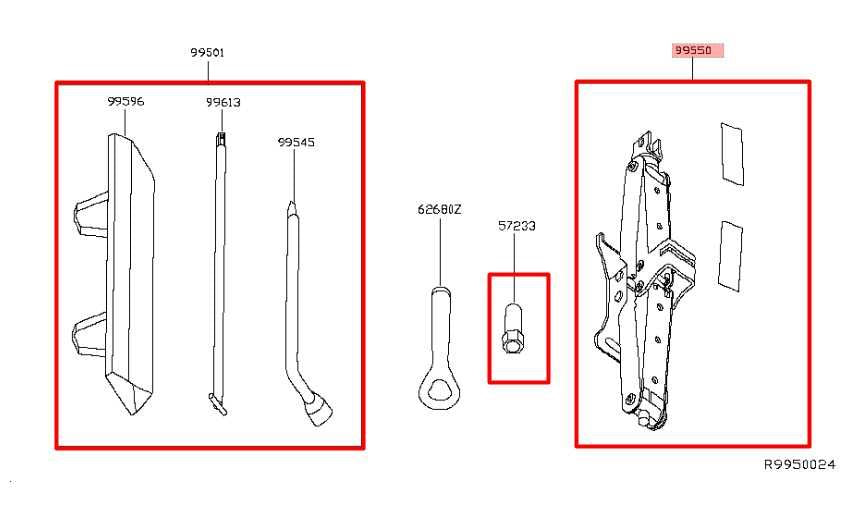 13-20 Nissan Pathfinder SV 3.5L Lift Jack and Tool Kit w/ Tools Bag 99550-3JA1A - Alshned Auto Parts