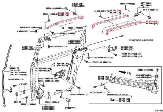 2011-2020 Toyota Sienna Rear Right Slide Door Rail Set of 3 61057-08020 OEM - Alshned Auto Parts