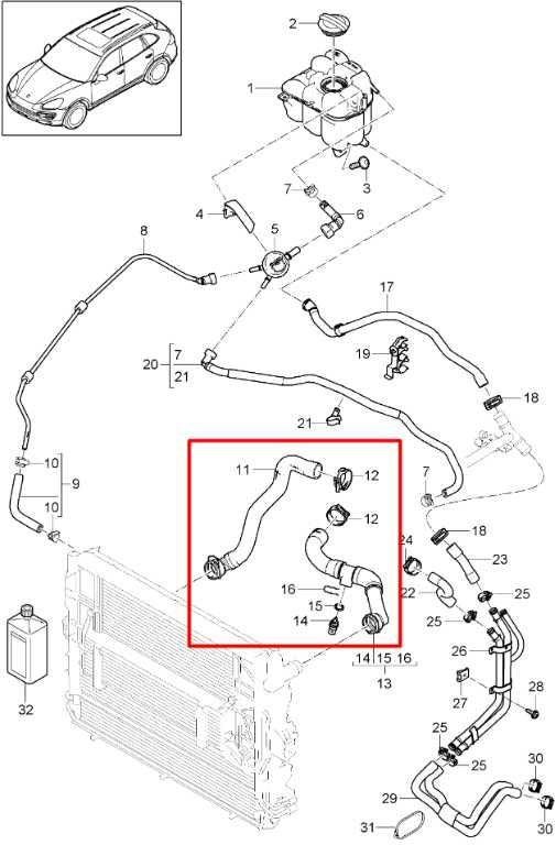 11-18 Porsche Cayenne S 4.8L AWD Radiator Upper and Lower Coolant Water Hose Set - Alshned Auto Parts