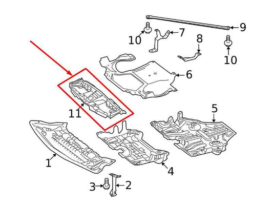 10-13 Mercedes-Benz E350 Sport 4Matic Front Radiator Support Air Intake Cover - Alshned Auto Parts