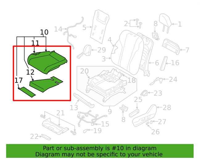 20-25 Subaru Legacy Premium Front Left Side Seat Lower Cushion 64140AN09BVI OEM - Alshned Auto Parts