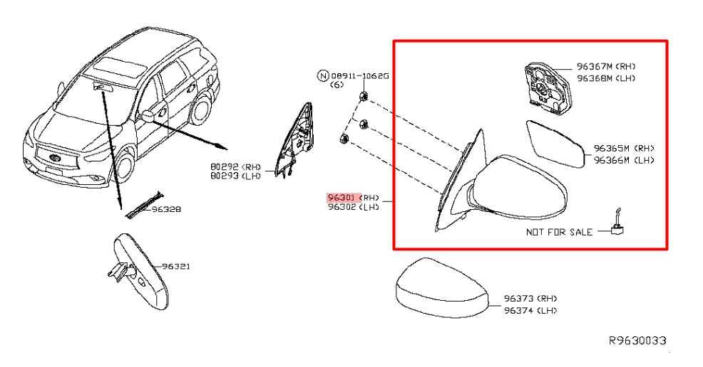 17-20 Nissan Pathfinder SV Passenger Right Side Rear View Mirror 96301-9PJ9A OEM - Alshned Auto Parts