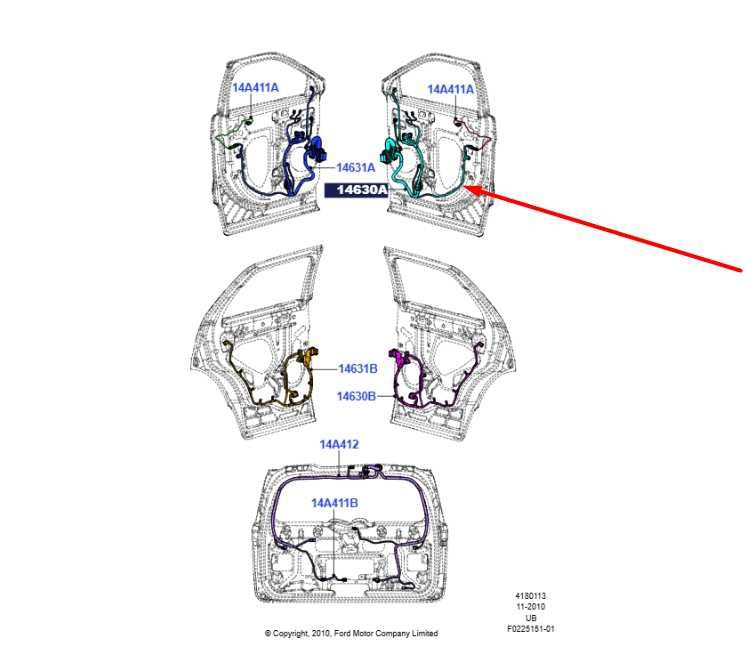 2016-2017 Ford Explorer Front Right Side Door Wire Harness GB5T-14630-AD OEM - Alshned Auto Parts