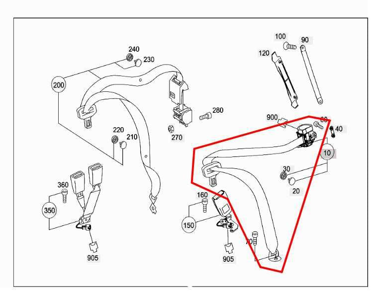 10-16 Mercedes-Benz E350 Luxury 4Matic Rear LH Side 2nd Row Seat Belt Retractor1