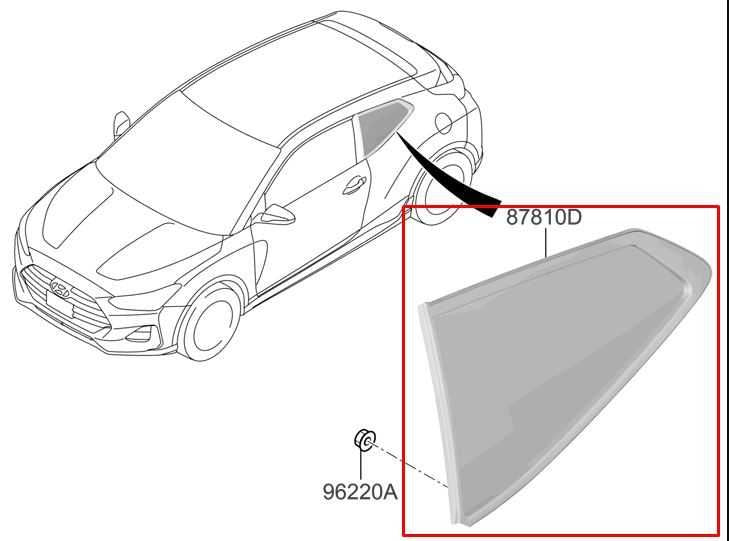 2019-21 Hyundai Veloster Rear Left Driver Side Quarter Window Glass 87810-J30001