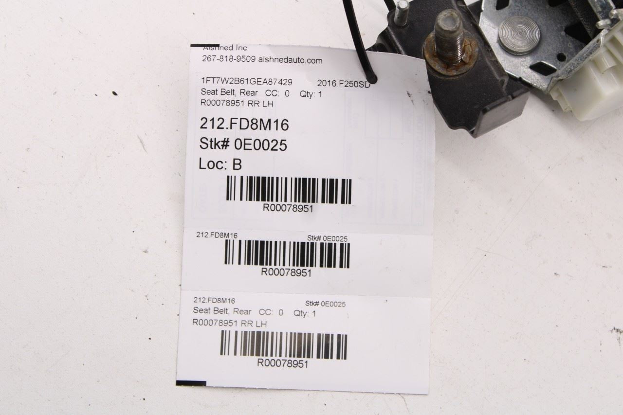 11-16 Ford F250 Lariat Crew Cab Rear Driver LH Side 2nd Row Seat Belt Retractor - Alshned Auto Parts