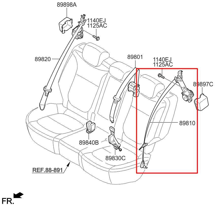 2014-19 Kia Soul 2.0L Rear Left Side 2nd Row Seat Belt Retractor 89810-B2550-BF31