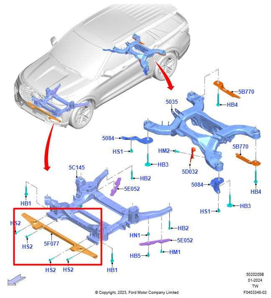 2020-26 Ford Explorer Interceptor AWD Radiator Core Support Lower Center Tie Bar - Alshned Auto Parts