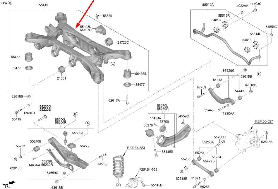 21-23 Hyundai Santa Fe 4WD Rear Suspension Crossmember Subframe 55405-P2200 OEM2