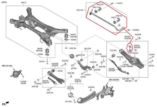 2022-2025 Hyundai Tucson SEL AWD Rear Suspension Stabilizer Sway Bar 55510-N9200 - Alshned Auto Parts