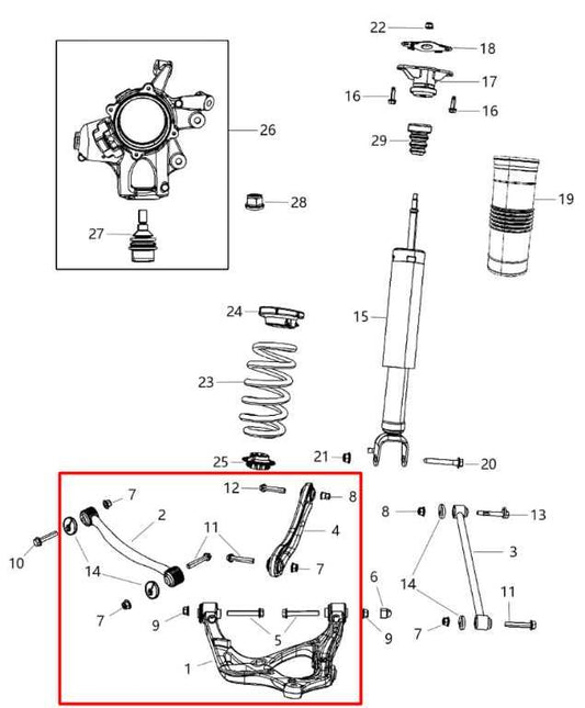 2014-2025 Dodge Durango SXT 3.6L AWD Rear Driver Left Side Control Arm Set of 3 - Alshned Auto Parts