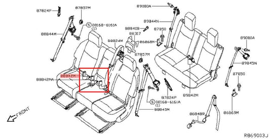 14-20 Infiniti QX60 Rear Right and Left Side 2nd Row Center Seat Belt Buckle Set - Alshned Auto Parts