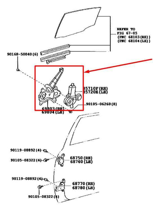 07-09 Lexus RX350 Rear Right Side Door Window Regulator w/ Motor 69804-33030 OEM1