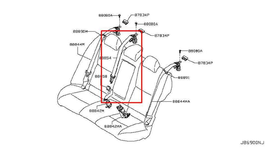2014-2018 Infiniti Q50 Premium 3.0L RWD Rear Center 2nd Row Seat Belt Retractor - Alshned Auto Parts