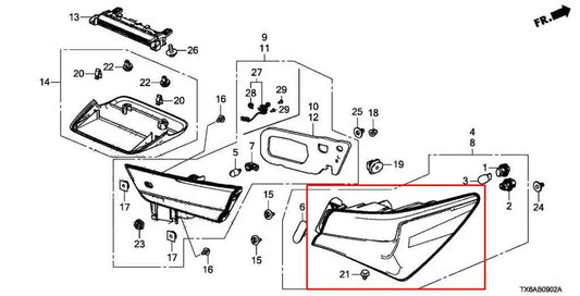 2019-2022 Acura ILX Technology A-Spec Rear Left Driver Side Tail Light Lamp - Alshned Auto Parts