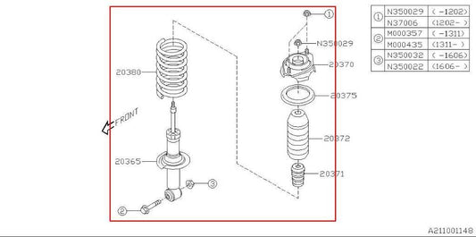 15-16 Subaru Impreza Sport Premium 2L AWD Rear Right Side Shock Strut Absorber - Alshned Auto Parts