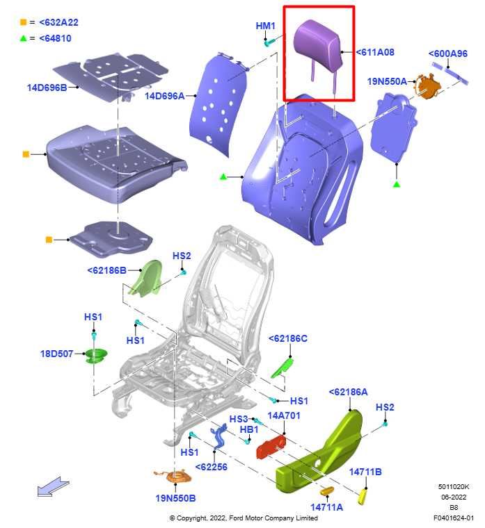 2022-24 Ford Expedition MAX XLT 3.5L Front Right and Left Side Seat Headrest Set - Alshned Auto Parts