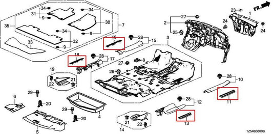 14-20 Acura MDX w/Technology Pkg FR and RR RH and LH Door Sill Scuff Kick Plate - Alshned Auto Parts