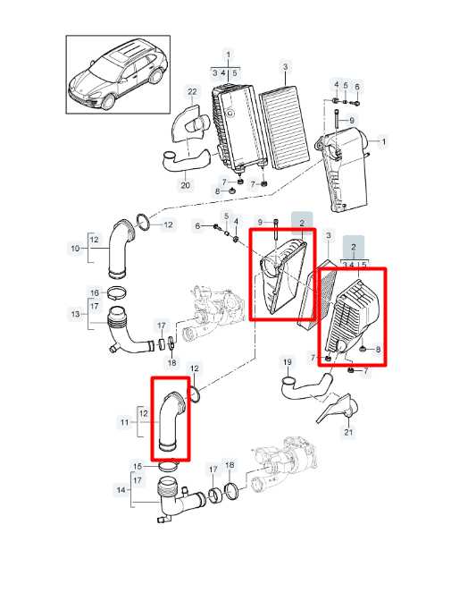 11-18 Porsche Cayenne Platinum 3.6L Air Intake Cleaner w/ Connector Pipe *ReaD* - Alshned Auto Parts