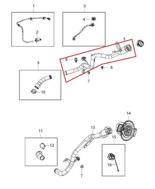 2014-2018 Jeep Cherokee Limited 3.2L Fuel Filler Neck Hose Tube Pipe 68223794AD - Alshned Auto Parts