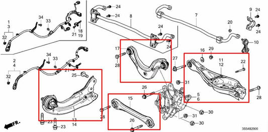 2023-26 Acura Integra A-Spec FWD Rear Suspension Left Side Control Arm Set of 4 - Alshned Auto Parts