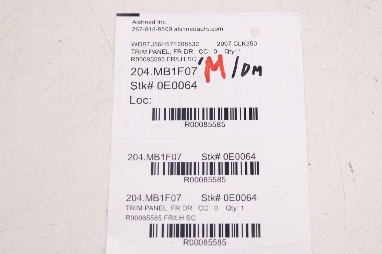 06-09 Mercedes-Benz CLK 350 Coupe Front Left Side Door Trim Panel 2097201972 OEM23