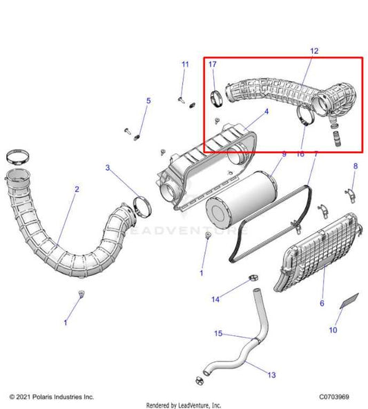 2024-2025 Polaris RZR XP 1000 Ultimate Air Intake Duct Hose Tube 1244685 OEM - Alshned Auto Parts