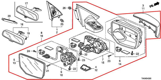 08-12 Honda Accord EX 2.4L Front Driver Left Side Rear View Mirror 76258-TA5-A11 - Alshned Auto Parts