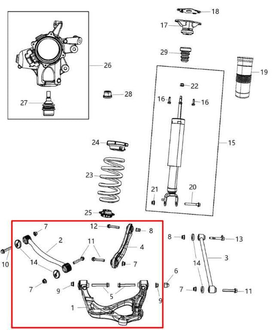 11-14 Jeep Grand Cherokee Limited 3.6L 4WD Rear Left Side Lower Control Arm Set - Alshned Auto Parts