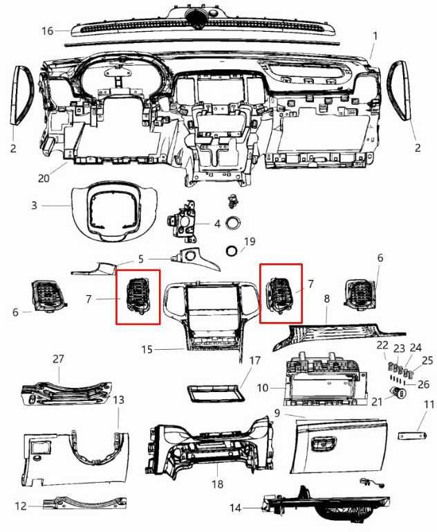 2011-18 Dodge Durango SXT Front Right and Left Side Center Dash Air Vent Grille1