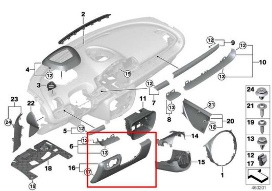 16-19 Mini Cooper Clubman Front Left Side Dash Headlight Control Switch w/ Trim - Alshned Auto Parts