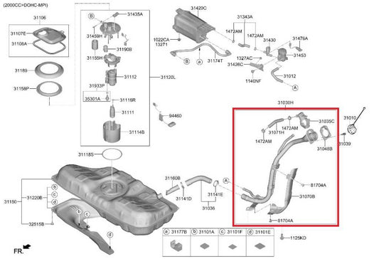 2019-2021 Hyundai Veloster 2.0L Fuel Filler Neck Hose Tube Pipe 31030-J3500 OEM - Alshned Auto Parts