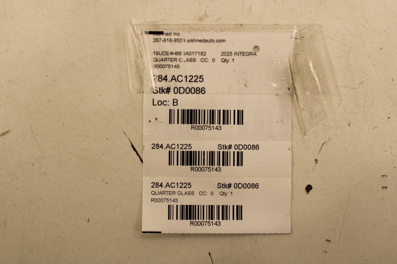 2023-2026 Acura Integra A-Spec Rear Right Passenger Side Quarter Window Glass - Alshned Auto Parts