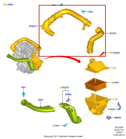 18-21 Ford EcoSport SE 1.0L Air Intake Cleaner Inlet Duct Tube Hose GN159C623BA - Alshned Auto Parts