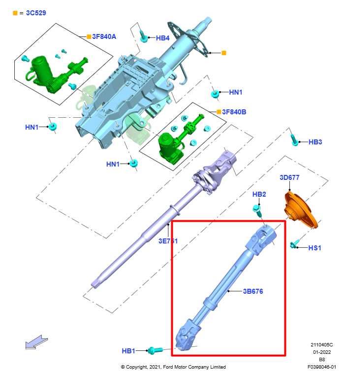 22-24 Ford Expedition MAX XLT 3.5L 4WD Steering Column Intermediate Lower Shaft - Alshned Auto Parts