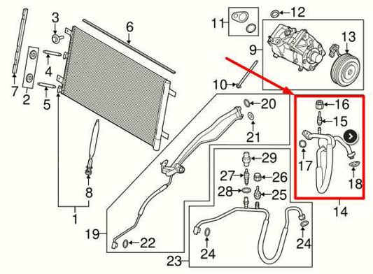 2018-2020 Ford F150 2.7L AC Refrigerant Suction Hose Tube JL3H-19N617-KF OEM - Alshned Auto Parts