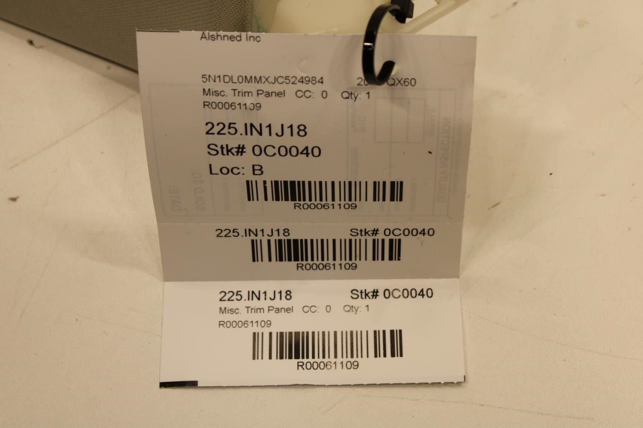 14-20 Infiniti QX60 Rear Left Quarter C-Pillar Upper Trim Cover 76943-3JA0A OEM - Alshned Auto Parts