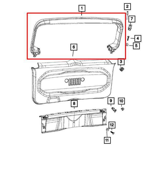 2015-23 Jeep Renegade Sport 2.4L Rear Liftgate Upper Trim Cover Panel 6GB27LXHAA - Alshned Auto Parts