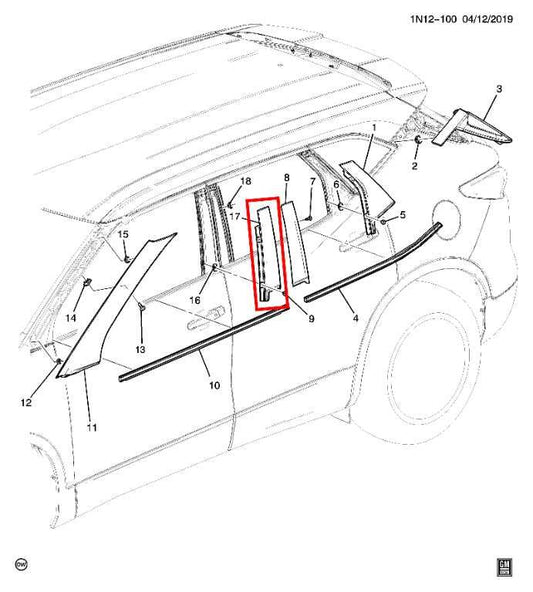 2019-24 Chevrolet Blazer 2LT Front Right Side B-Pillar Applique Molding 84901304 - Alshned Auto Parts