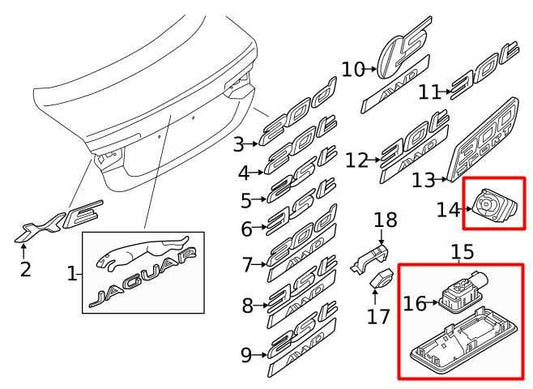 17-20 Jaguar XE Rear Tailgate Lid Release Handle Switch w/ Camera GX73-432B10-BB - Alshned Auto Parts