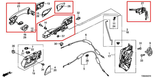 2019-22 Acura ILX Technology A-Spec Front Driver Left Side Door Exterior Handle - Alshned Auto Parts