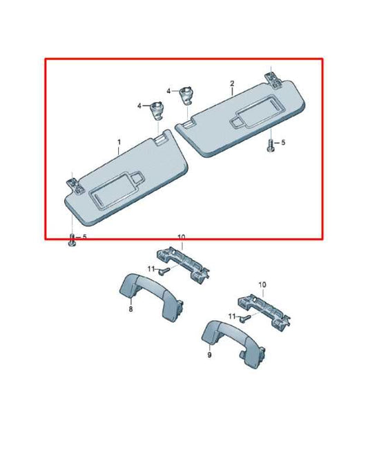 2018-24 Volkswagen Atlas S Front Right and Left Side Sun Visor w/ Mirror *ReaD* - Alshned Auto Parts