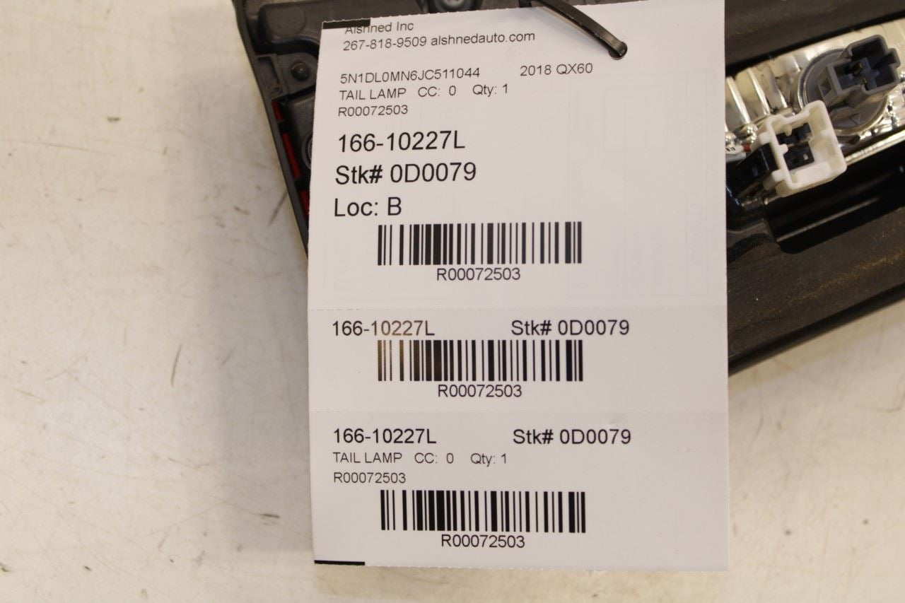 2016-2018 Infiniti QX60 Rear Left Driver Side Inner Tail Light Lamp 26545-9NC0A - Alshned Auto Parts